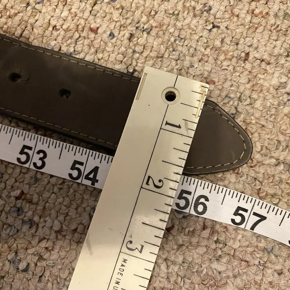 VTG 90s Women’s Belt Size 60/125 Brown Genuine Leather Multicolor Fabric Design